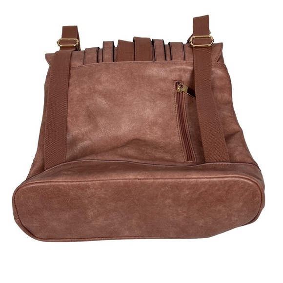 Beautiful Women’s Backpack With Gold Hardware Adjustable Straps Zip Compartments - Picture 6 of 12